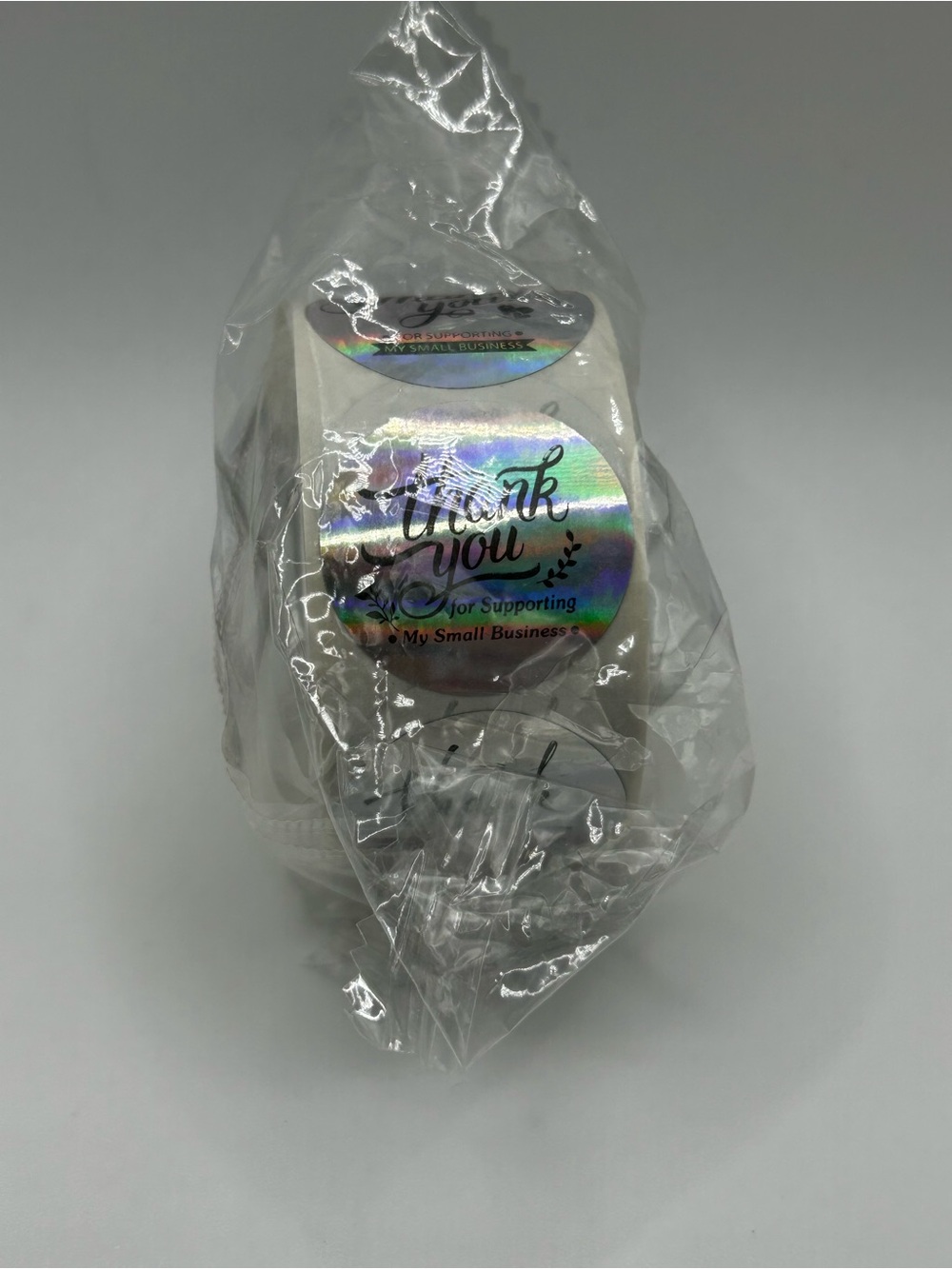 Holographic "Thank You" Sticker Roll - Silver/Prismatic